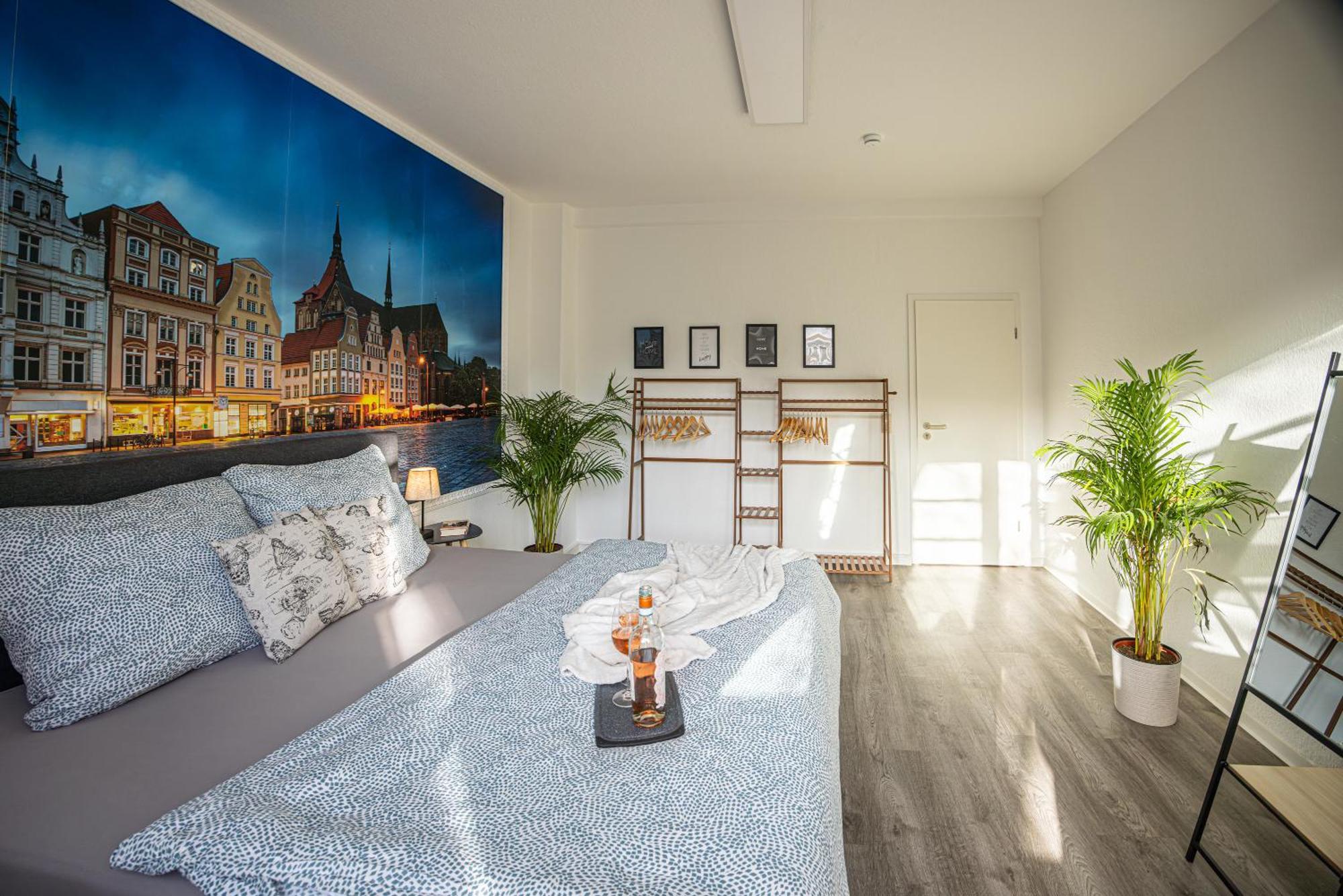 Luxus City Apartment Sauna Balkon Kueche Zentral Rostock Buitenkant foto