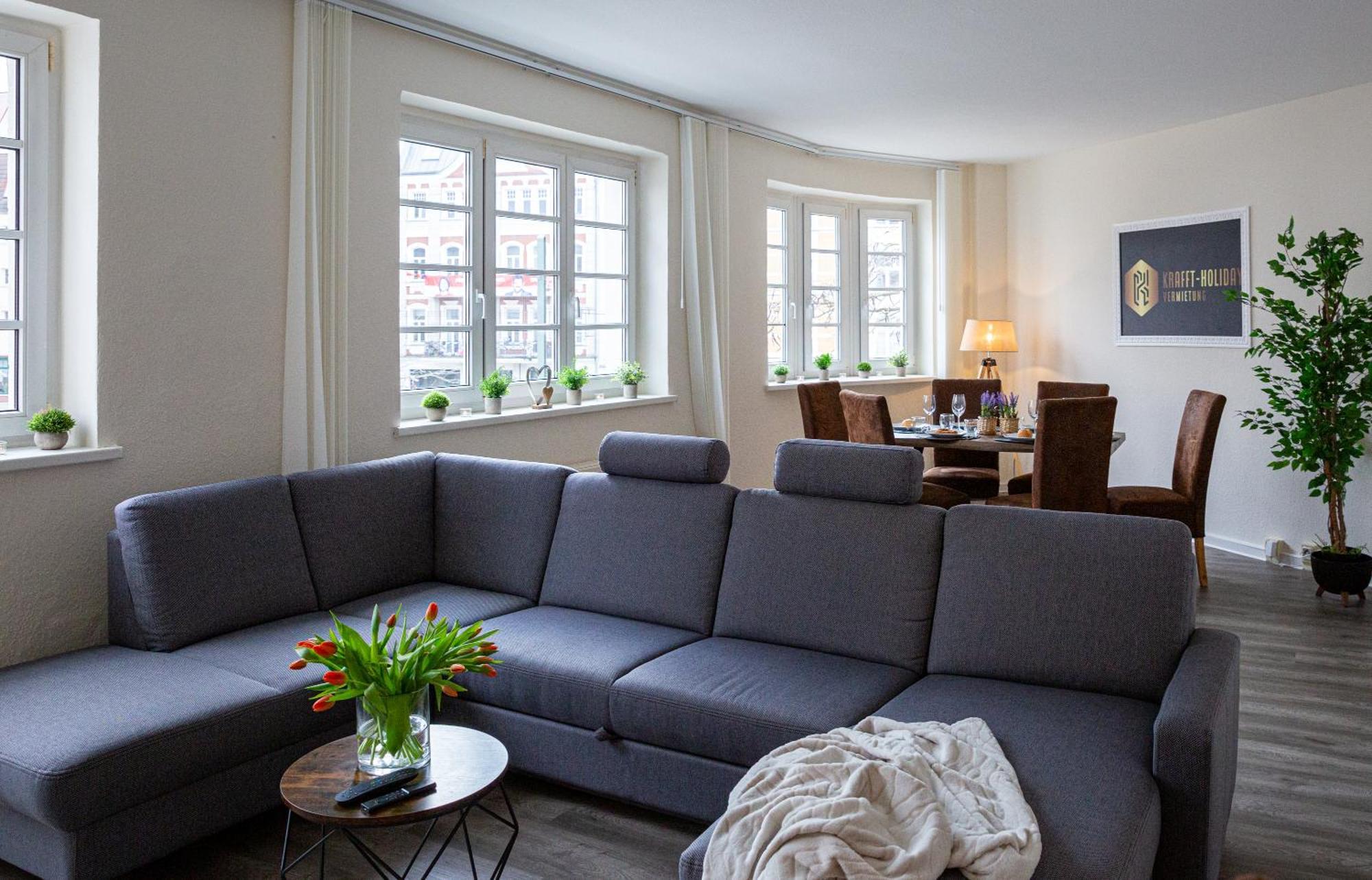 Luxus City Apartment Sauna Balkon Kueche Zentral Rostock Buitenkant foto
